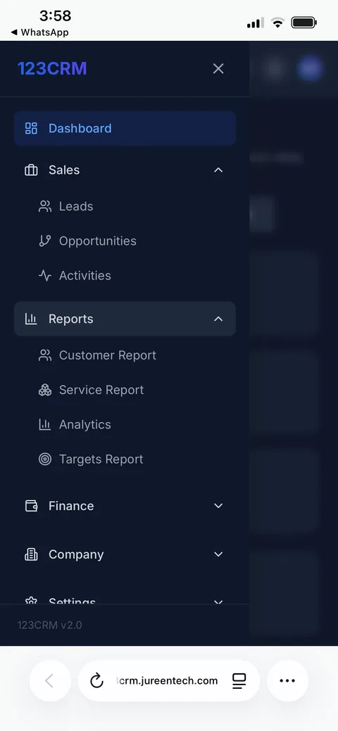 123CRM — Mobile View
